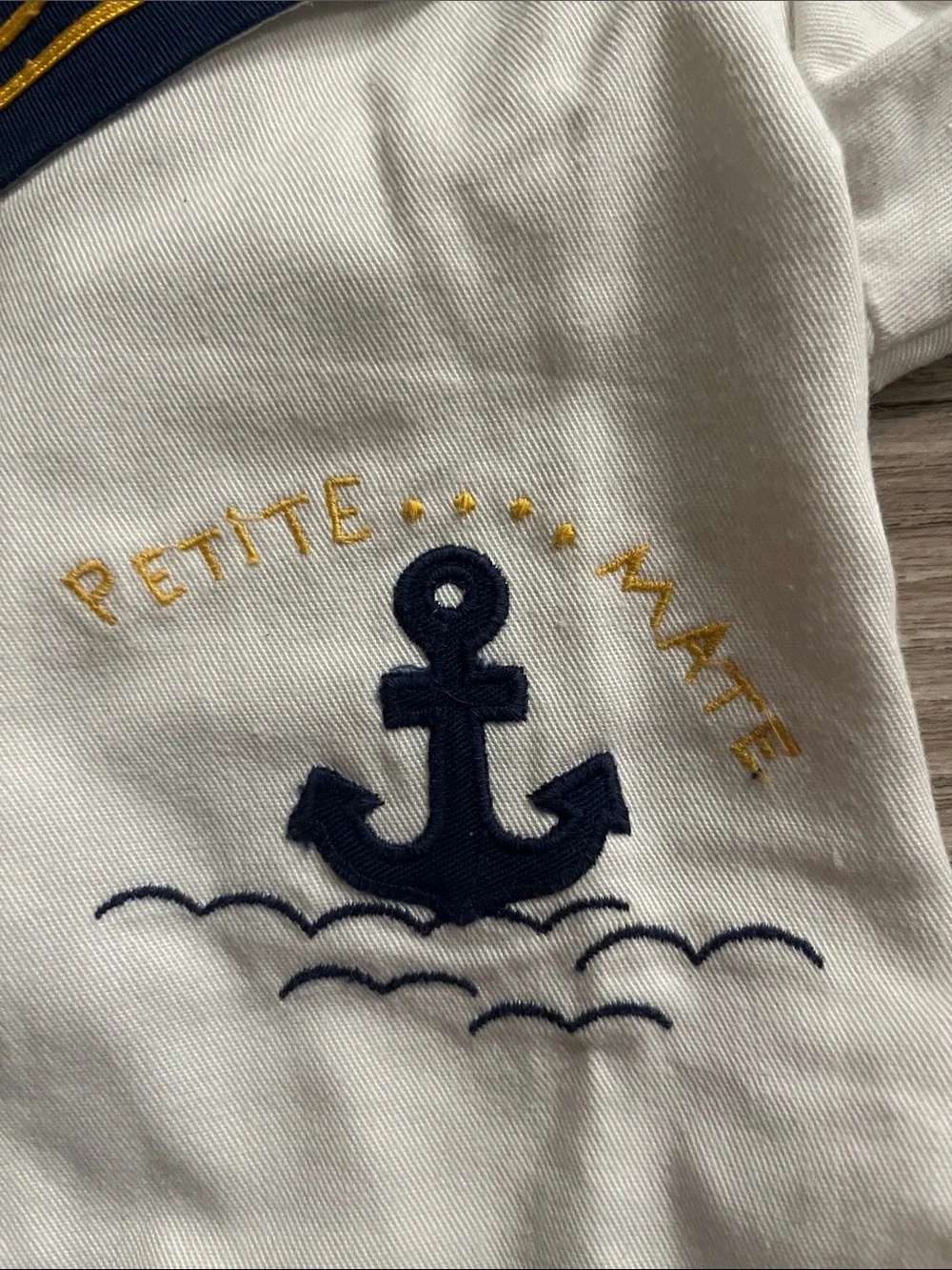Petit Jouet vintage Nautical Anchor Baby One-Piece Romper - White & Navy